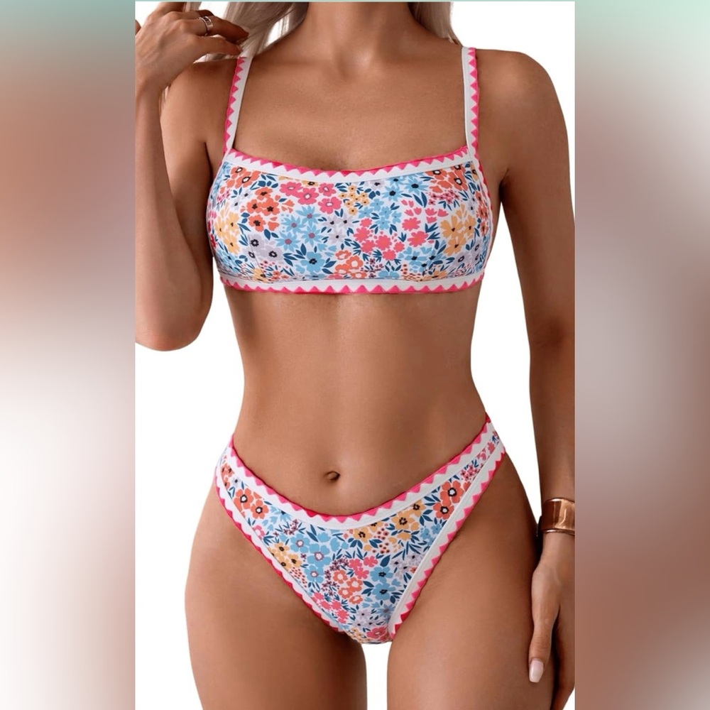 SOLY HUX Floral Print Tie Back 2pc Bikini Set Women’s L